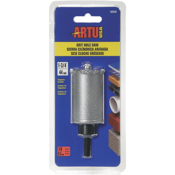 ARTU 1-3/4 In. Tungsten Carbide Grit Hole Saw with Arbor and Pilot Bit