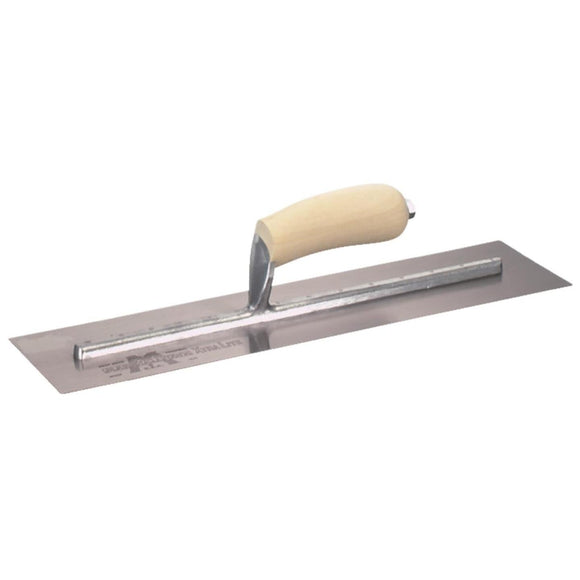 Marshalltown 4 In. x 14 In. High Carbon Steel Finishing Trowel with Curved Wood Handle
