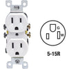Leviton 15A White Shallow Grounded 5-15R Duplex Outlet