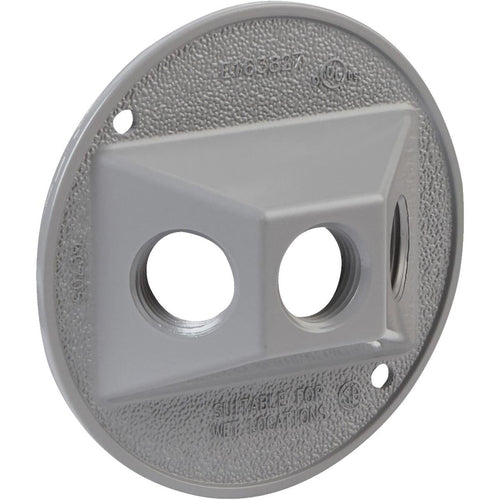 Bell 3-Outlet Round Zinc Gray Cluster Weatherproof Outdoor Box Cover, Shrink Wrapped