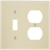 Leviton 2-Gang Plastic Single Toggle/Duplex Outlet Wall Plate, Ivory