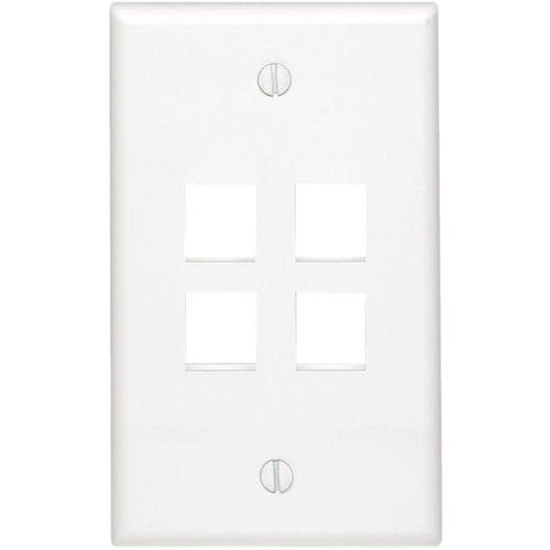 Leviton Quickport 4-Port White Flush Mount Wall Plate