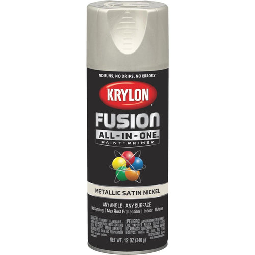 Krylon Fusion All-In-One Metallic Spray Paint & Primer, Satin Nickel
