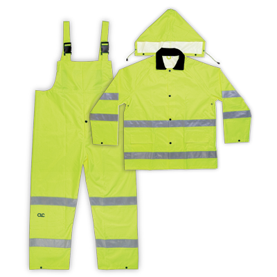 Custom Leathercraft 3 Piece Hi-Viz® Ansi Class 3 Polyester Rain Suit 3XL