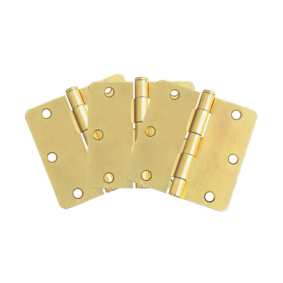 Design House Door Hinge in Satin Brass, 3.5-Inch, 3-Pack