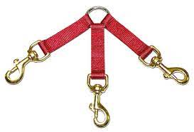 Leather Brothers Bravo Nylon 2-dog Couplet-Red