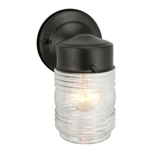 Design House Jelly Jar Outdoor Wall Lantern Sconce in Matte Black 4.5-Inch by 7.5-Inch